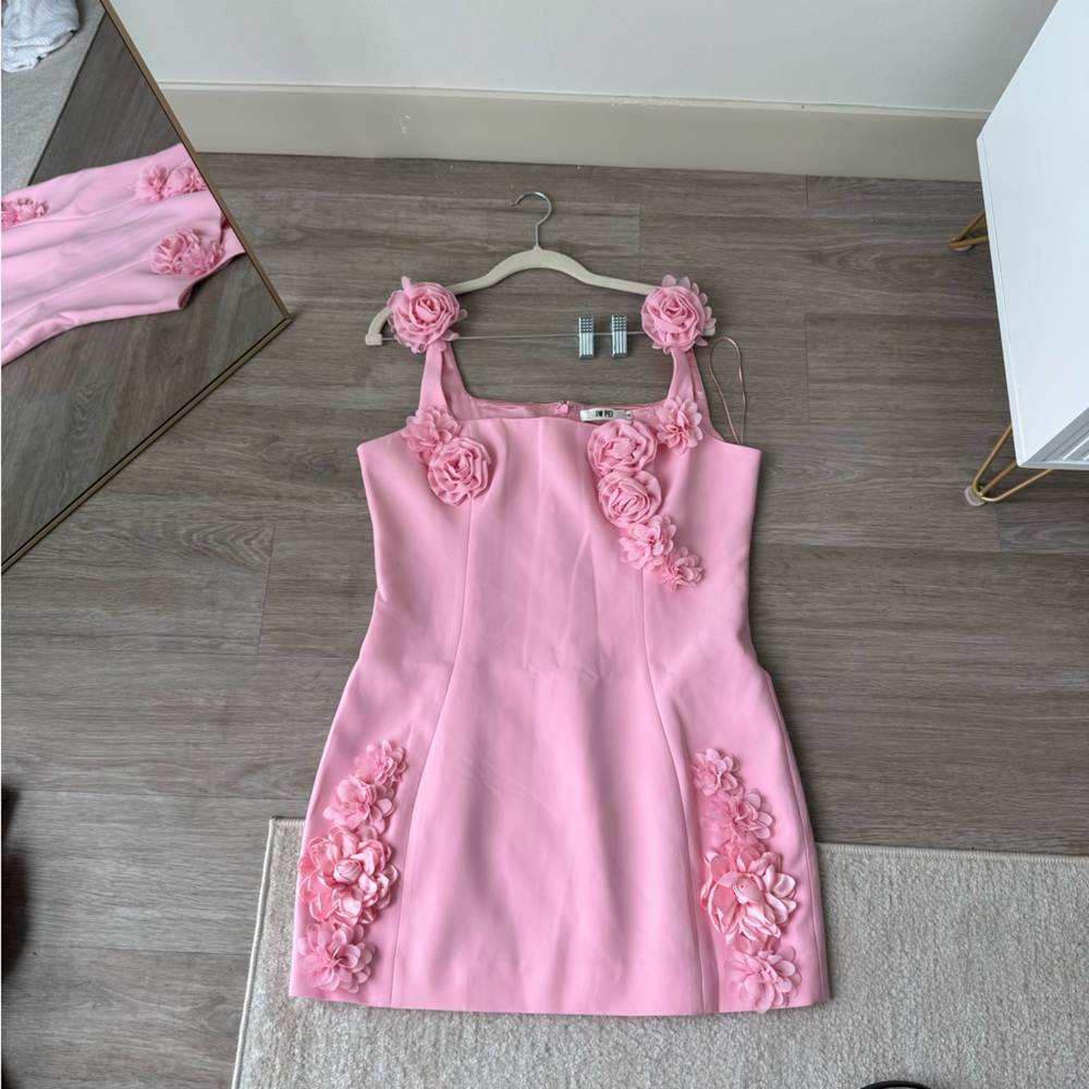 JW PEI Pink Elaina Rosette Applique Mini Dress